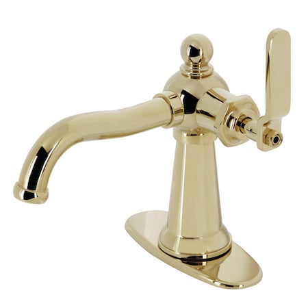 Kingston Brass KSD3542KL Single-Handle Bathroom Faucet with Push Pop-Up, Polished Brass KSD3542KL